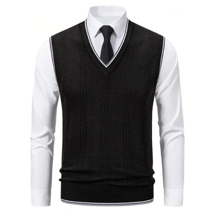 Men's Sleeveless Cable Knit Sweater Vest Classic Fit 2