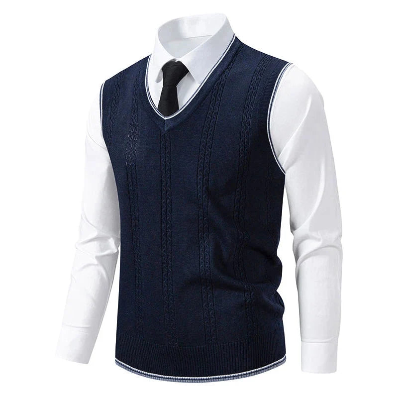 Men's Sleeveless Cable Knit Sweater Vest Classic Fit 3