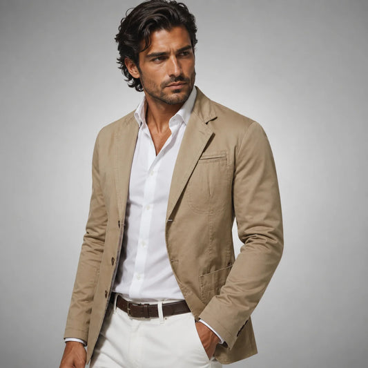 Men's Slim Tailored Casual Jacket | Cotton Blend Business Wear 0