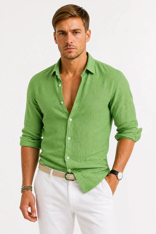 Men's Soft Linen Button Down Shirt | Men's Dress Shirts Lightweight 0