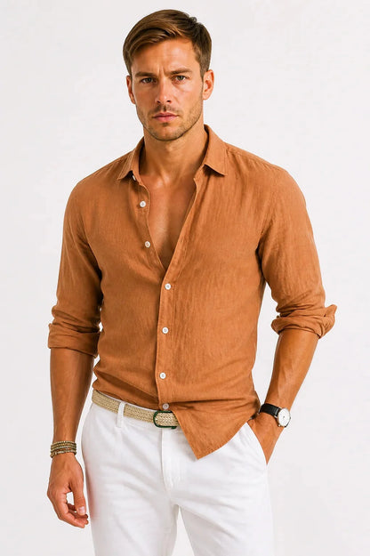 Men's Soft Linen Button Down Shirt | Men's Dress Shirts Lightweight 2