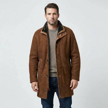 Men's Plush-Lined Overcoat | Stand Collar Winter Coat 1
