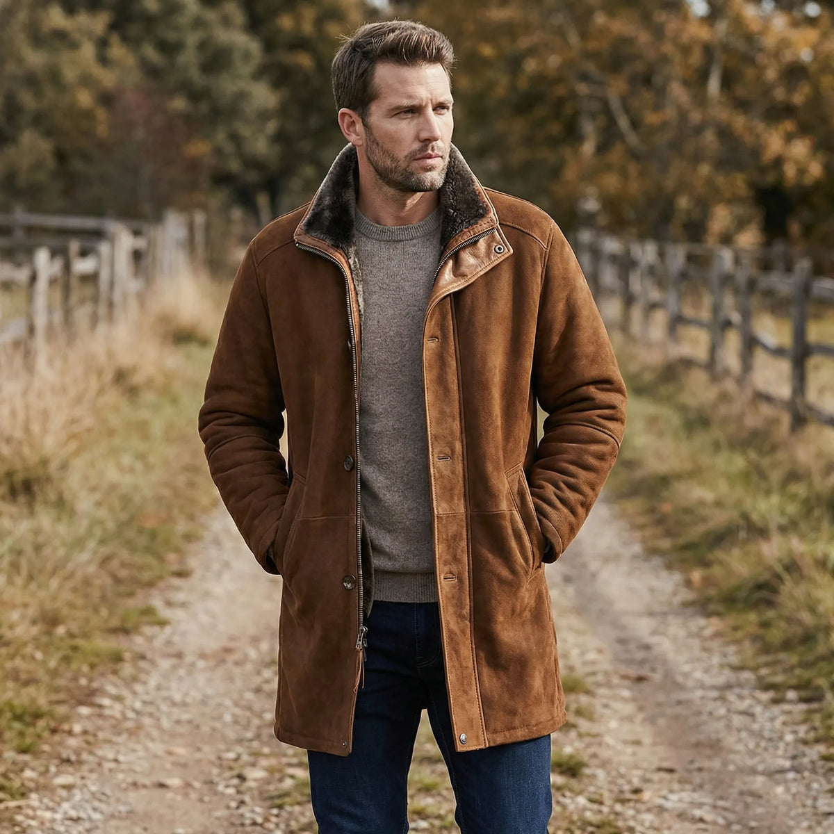 Men's Plush-Lined Overcoat | Stand Collar Winter Coat 2