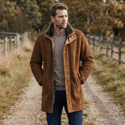 Men's Plush-Lined Overcoat | Stand Collar Winter Coat 2