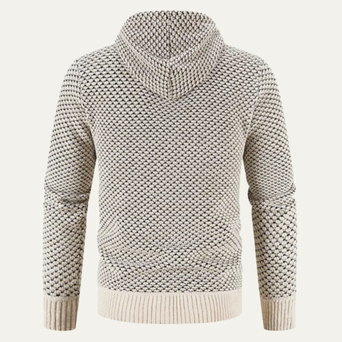 Men's Textured Zip-Up Hoodie Cream | Fleece Lined Sweatshirt 5