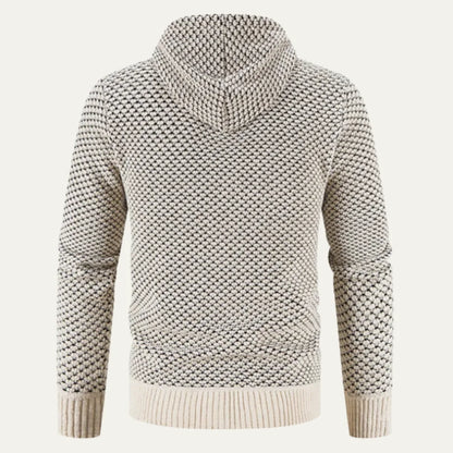 Men's Textured Zip-Up Hoodie Cream | Fleece Lined Sweatshirt 5