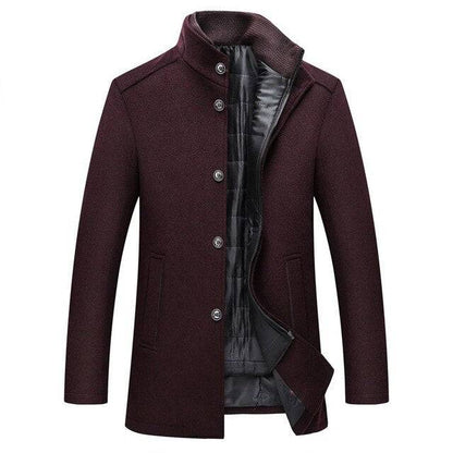 Men's Thick Wool Coat | Men's Winter Overcoat with Mandarin Collar 2