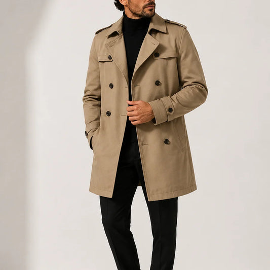 Men’s Trench Coat Jacket – Double-Breasted Smart Casual Style 0