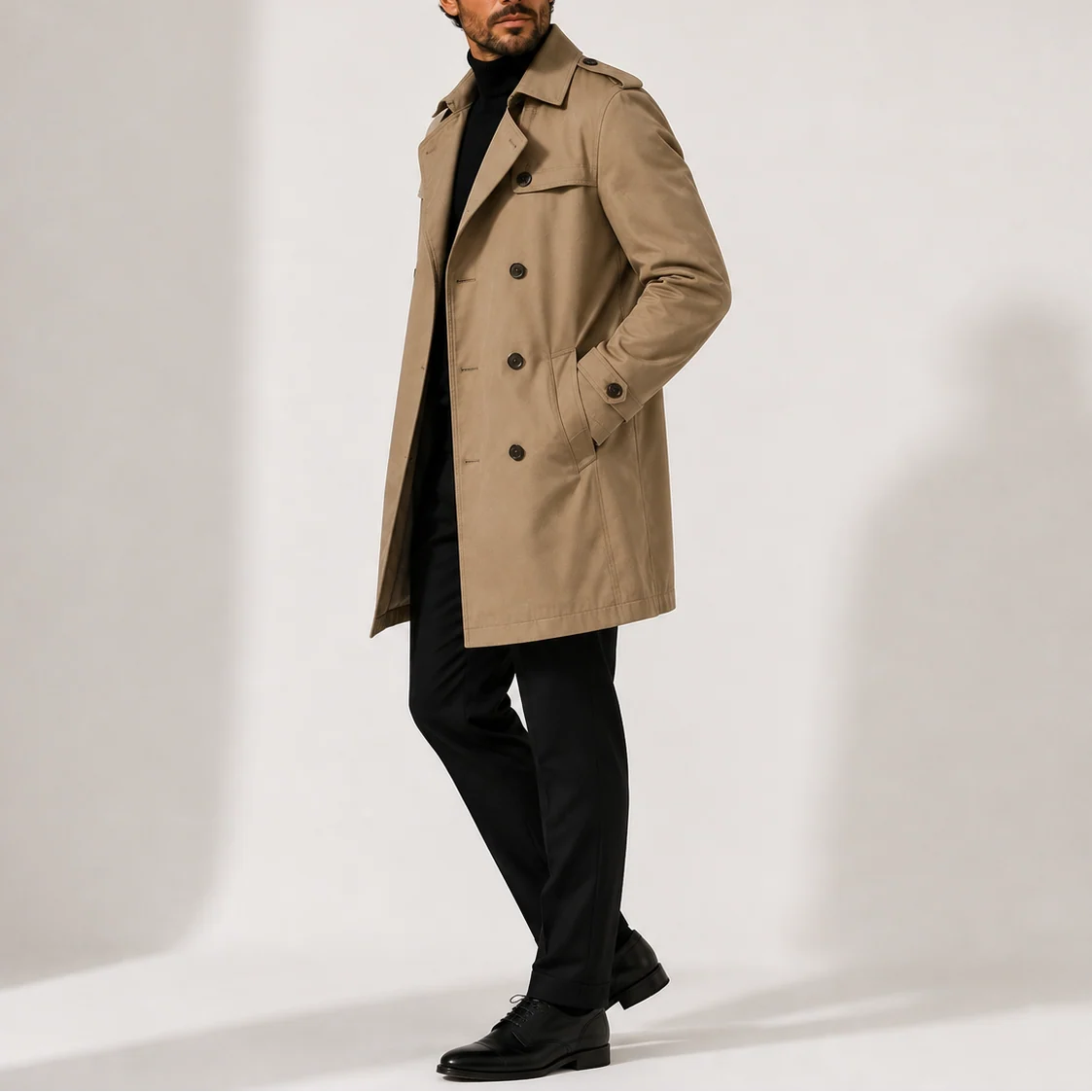 Men’s Trench Coat Jacket – Double-Breasted Smart Casual Style 2
