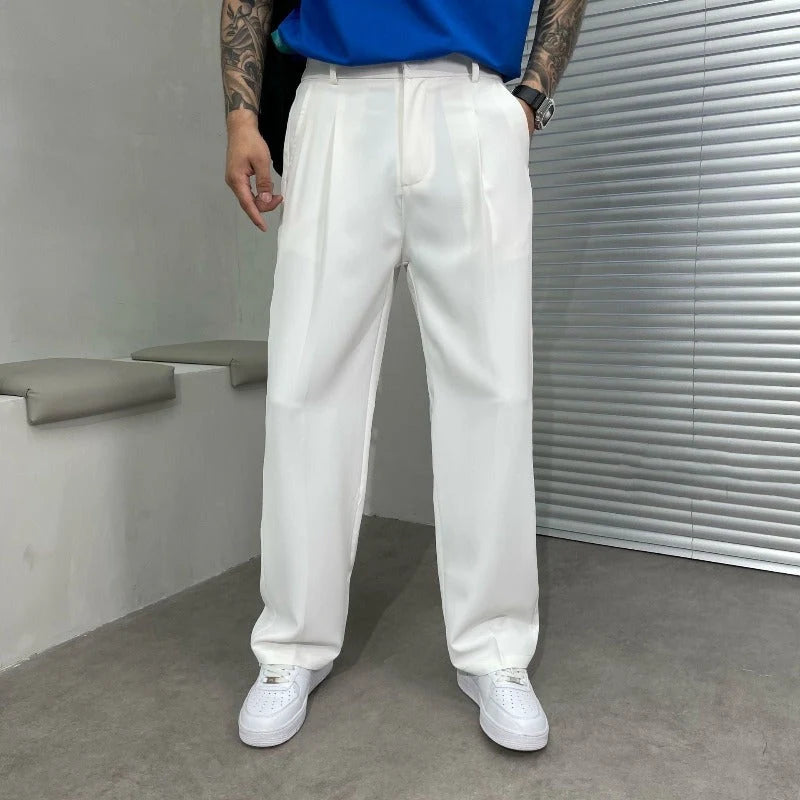 Men's Wide-Leg Dress Trousers Double Pleat Front 2