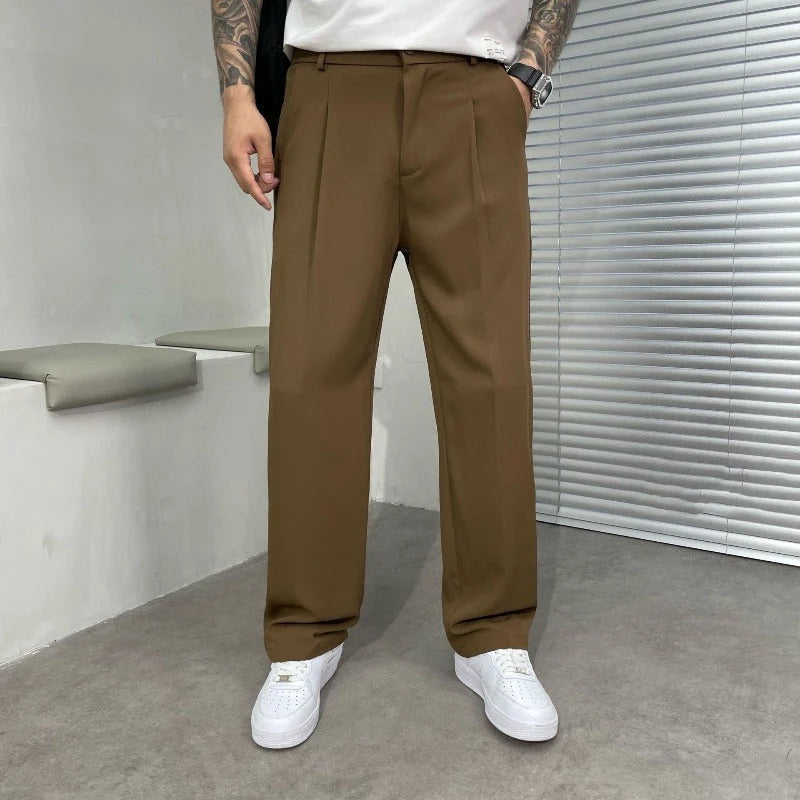 Men's Wide-Leg Dress Trousers Double Pleat Front 3