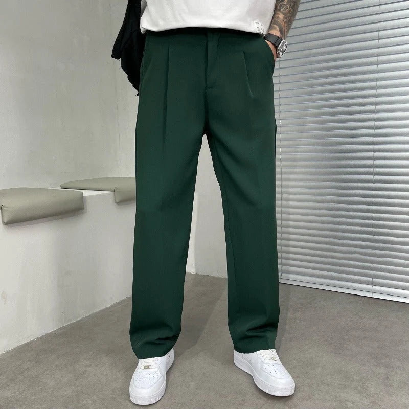 Men's Wide-Leg Dress Trousers Double Pleat Front 4