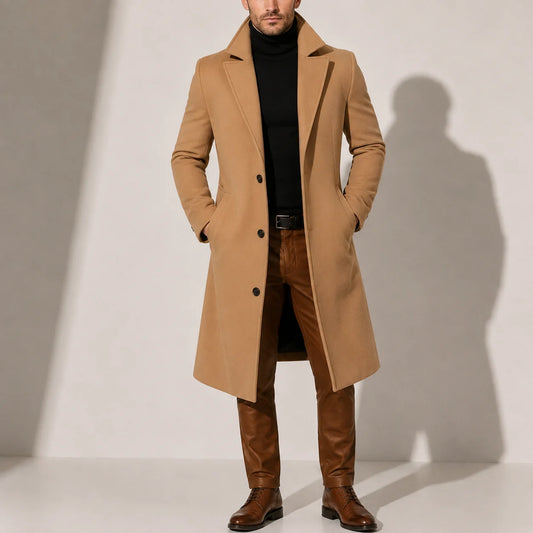 Men's Wool Blend Overcoat | Classic Long Winter Coat 0