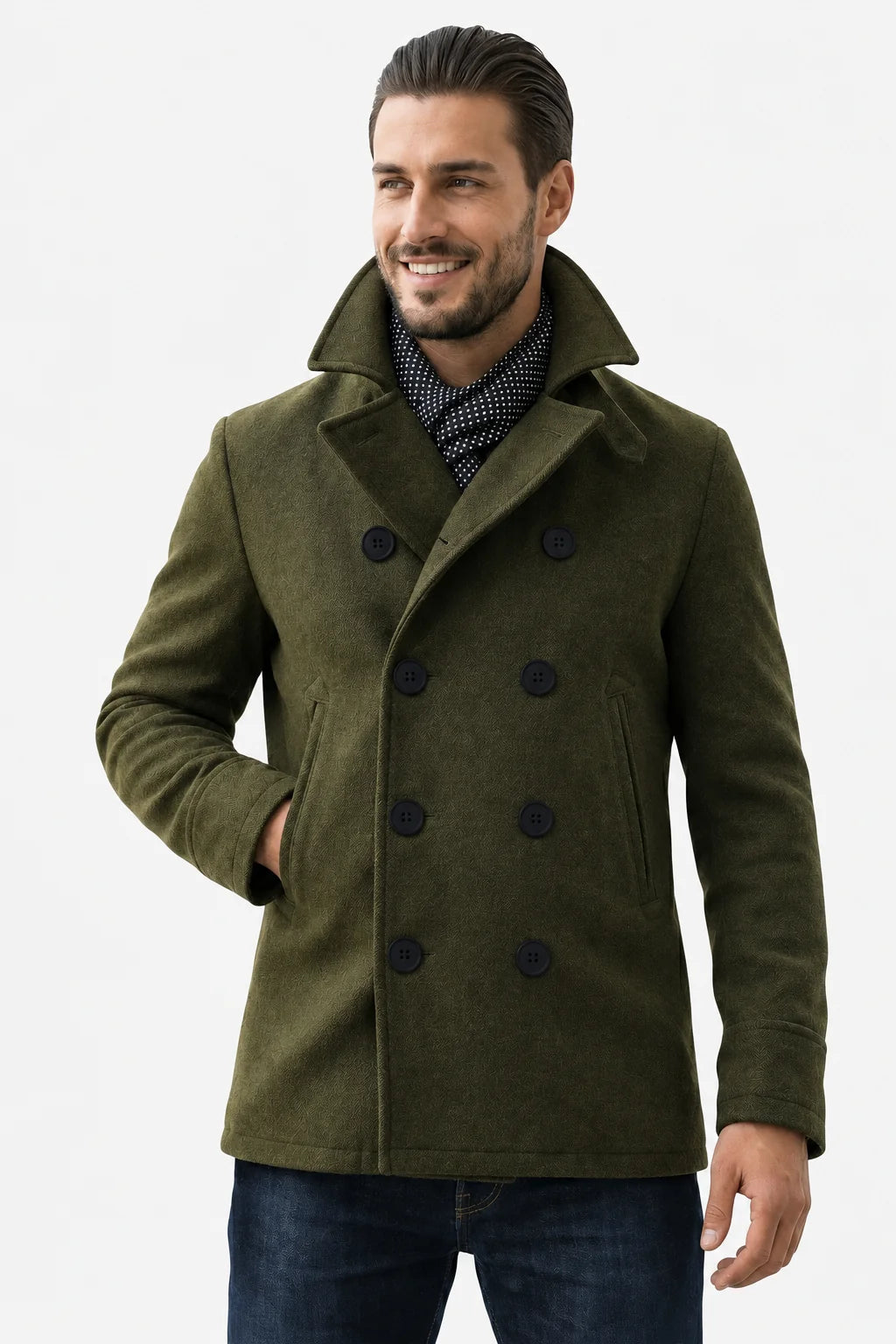 Men's Classic Pea Coat | Double-Breasted Winter Overcoat 4