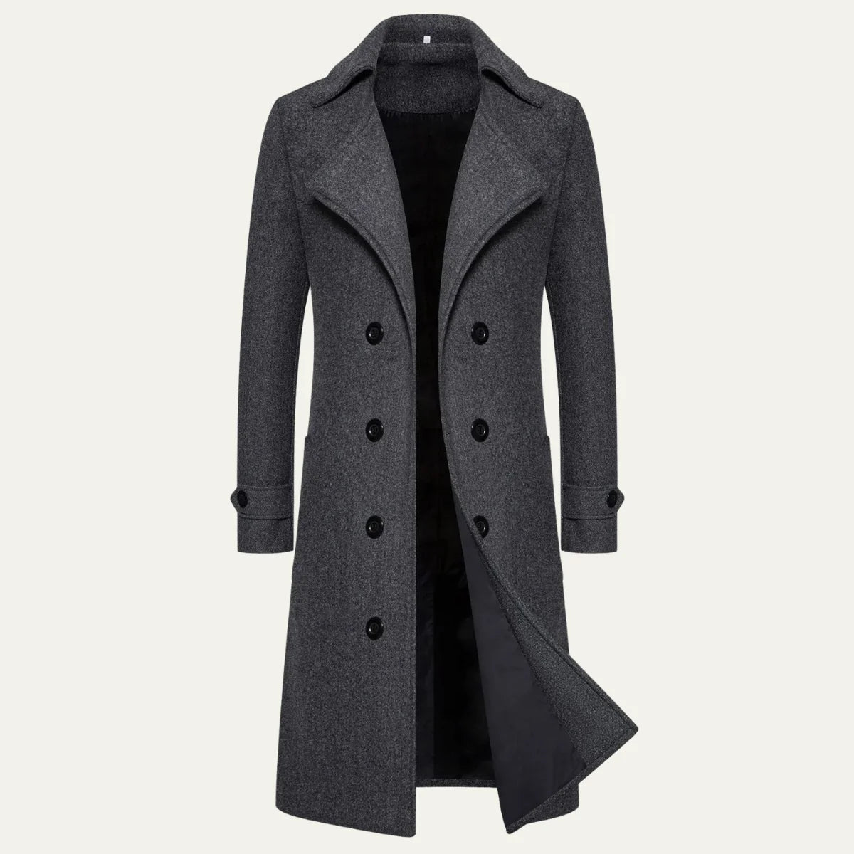 Men's Wool Double Breasted Trench Coat | Men's Overcoat 1