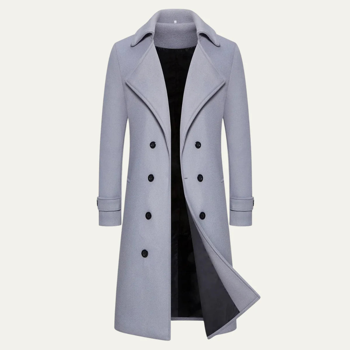 Men's Wool Double Breasted Trench Coat | Men's Overcoat 5