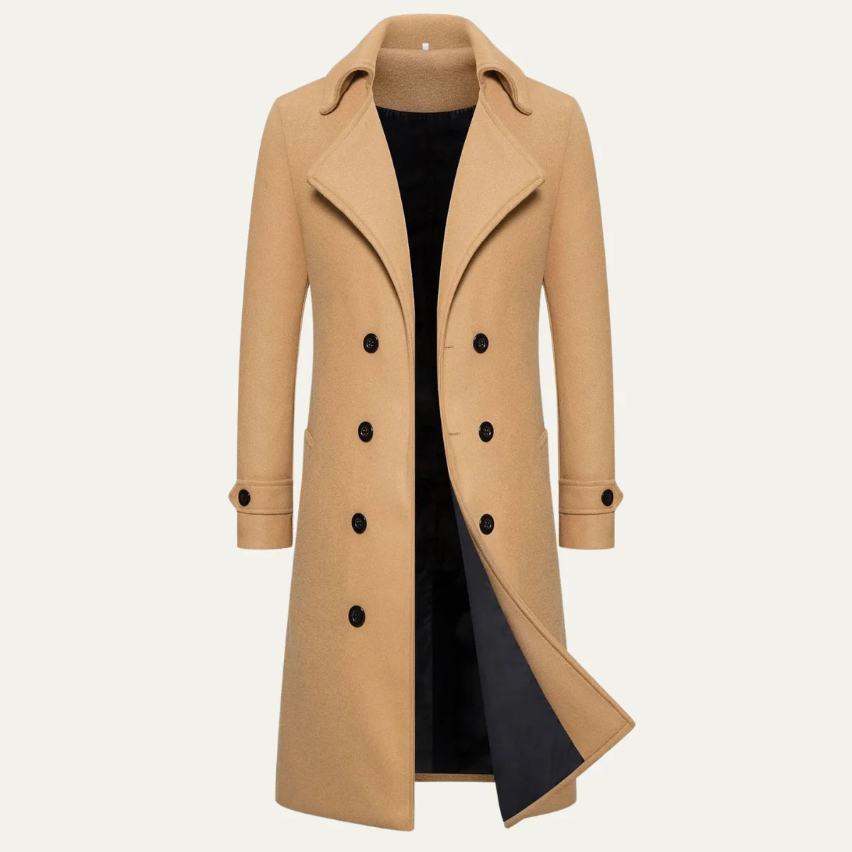 Men's Wool Double Breasted Trench Coat | Men's Overcoat 7