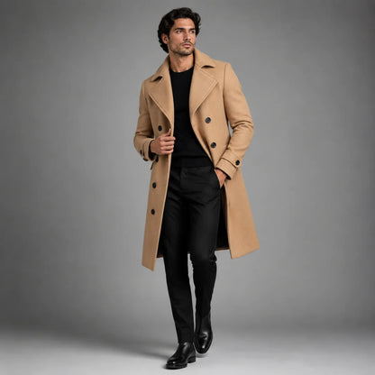 Men's Wool Double Breasted Trench Coat | Men's Overcoat 8