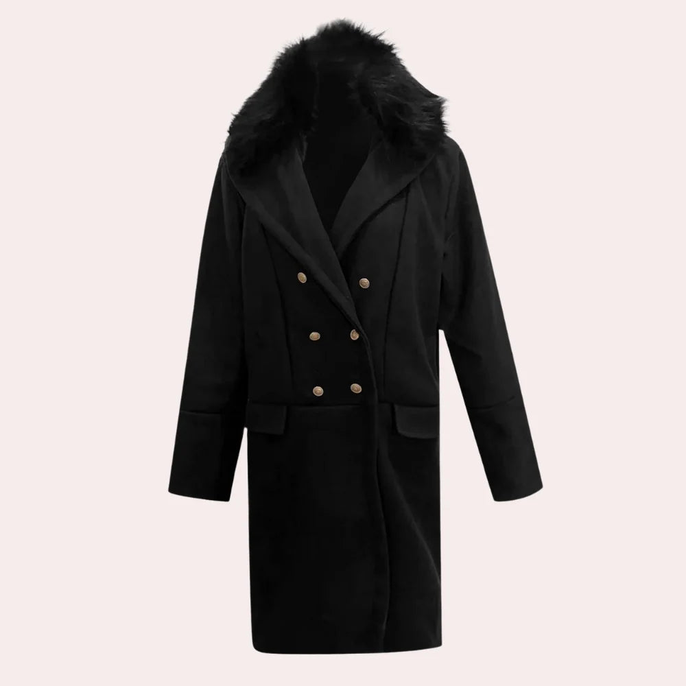Men's Overcoat with Faux Fur Collar | Double-Breasted Winter Coat 6