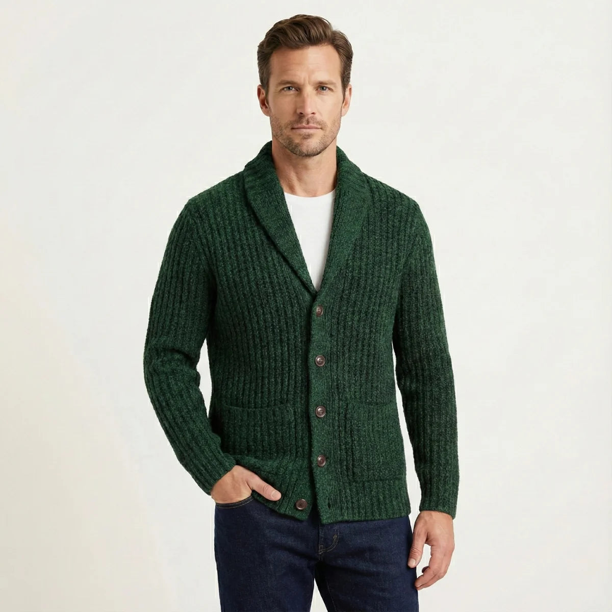 Montpellier | Men's Shawl Collar Cardigan Chunky Knit 5