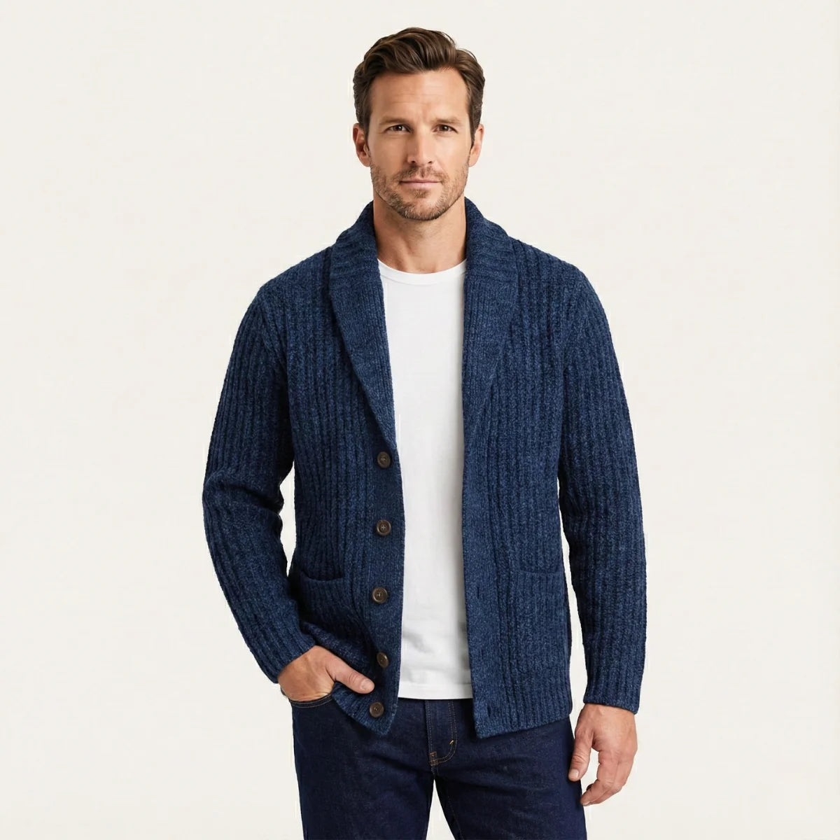 Montpellier | Men's Shawl Collar Cardigan Chunky Knit 7