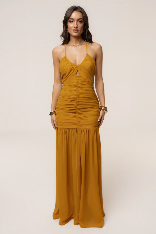 Mustard Vienna Chiffon Maxi Dress | Women's Formal Dress 0