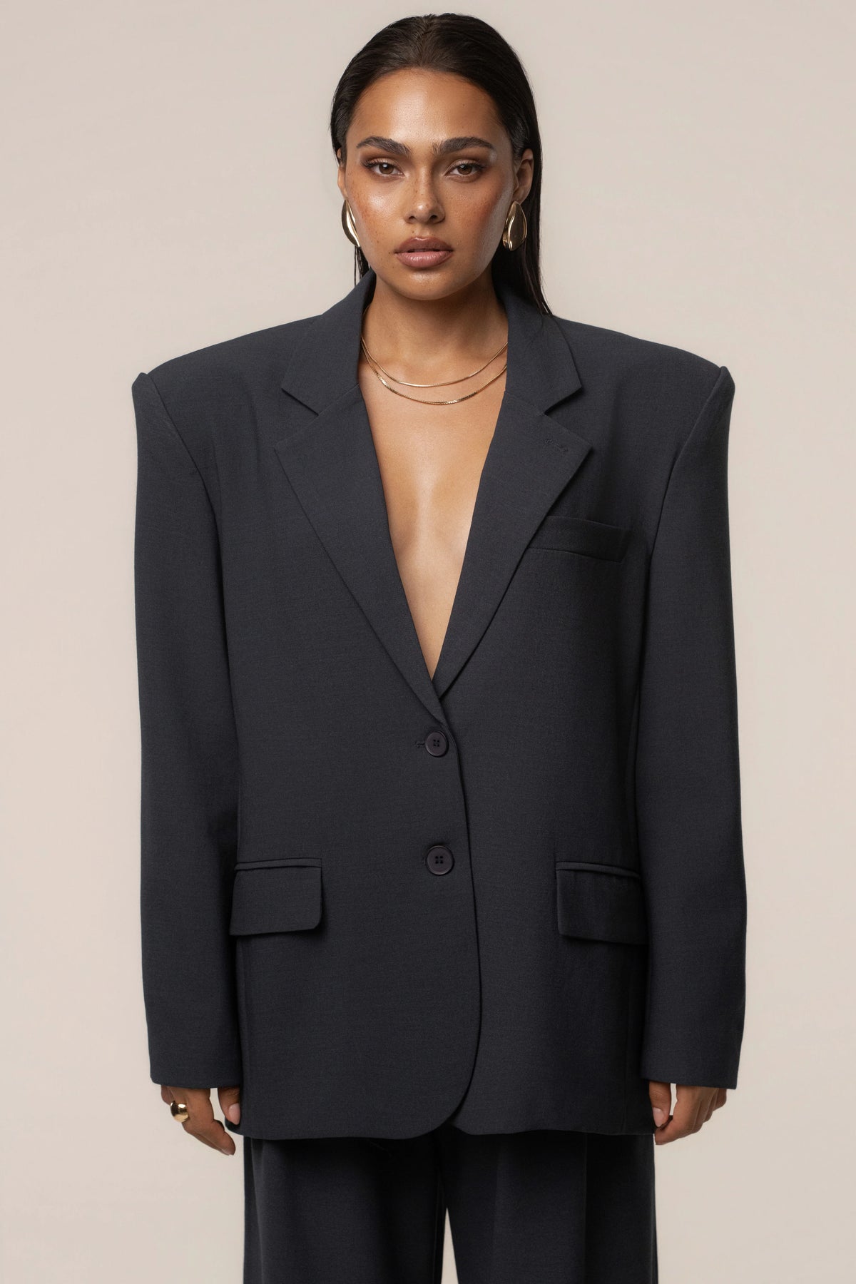 Navy Oversized Blazer | Women's Tailored Jacket 0