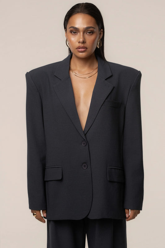 Navy Oversized Blazer | Women's Tailored Jacket 0
