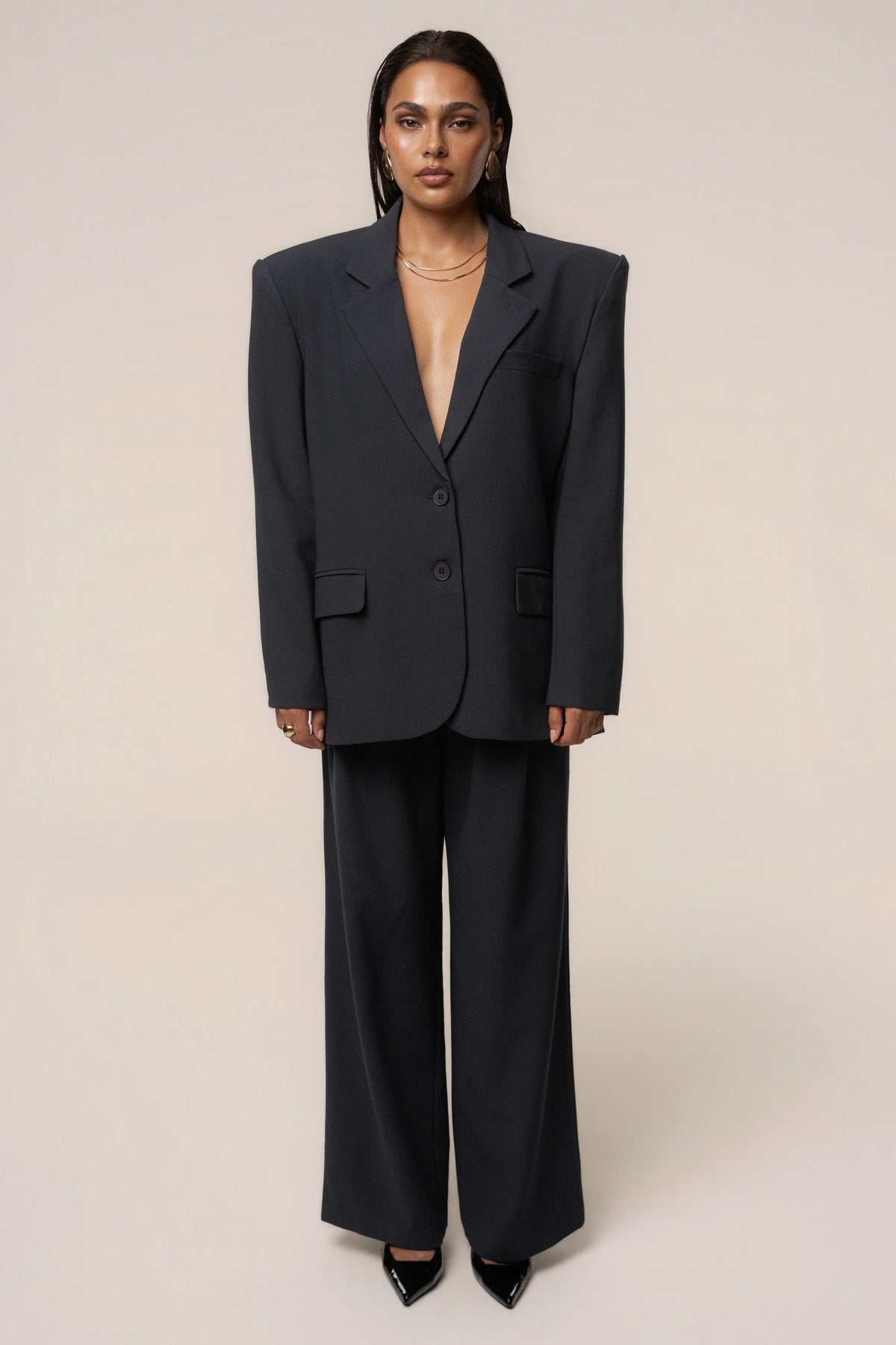 Navy Oversized Blazer | Women's Tailored Jacket 2
