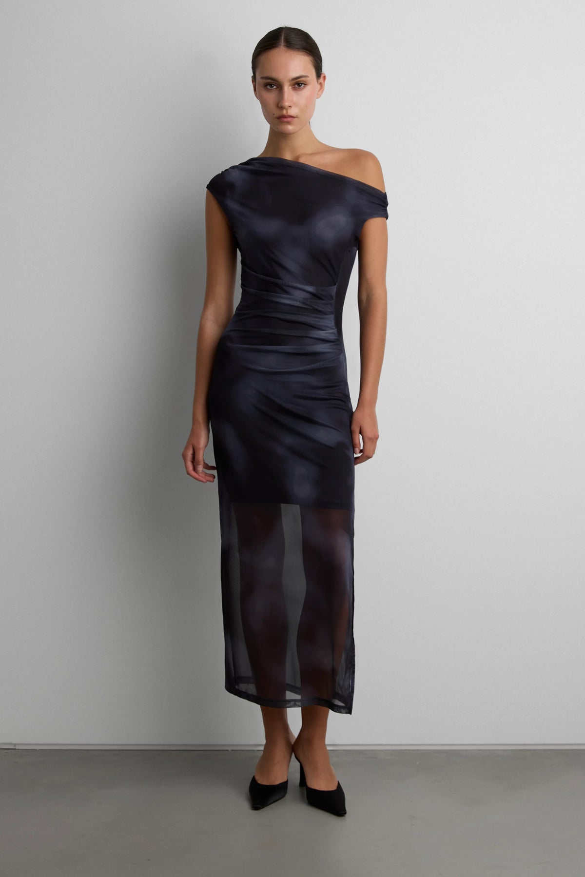 Off Shoulder Printed Midi Dress | Cocktail & Formal Dresses 1