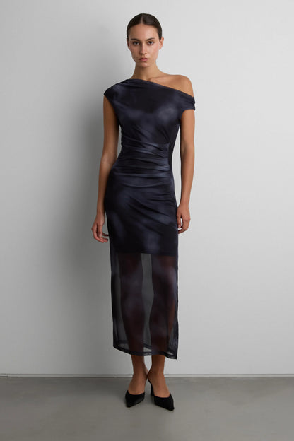 Off Shoulder Printed Midi Dress | Cocktail & Formal Dresses 1