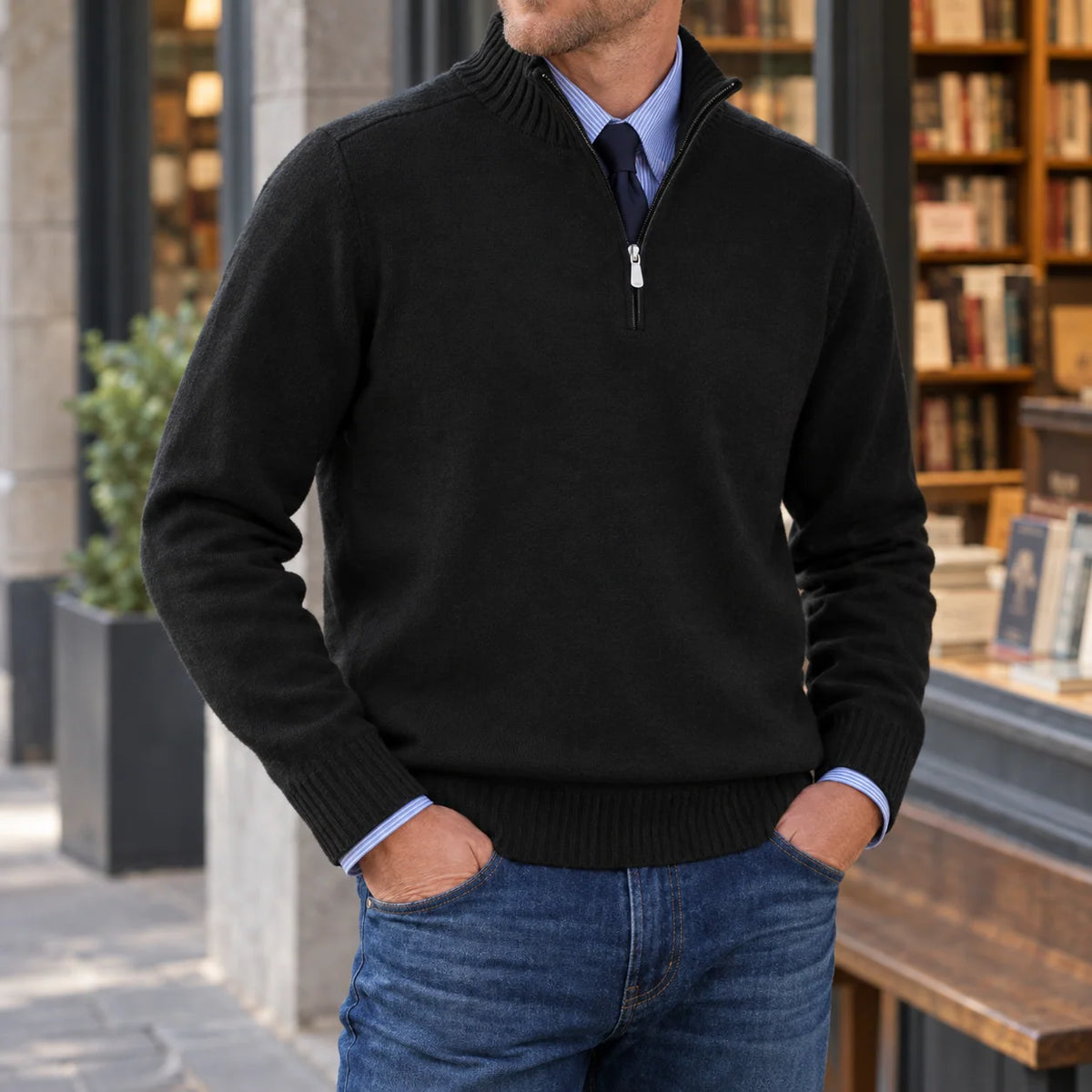 Oliver | Men's Quarter Zip Sweater Soft Knit Comfort 0