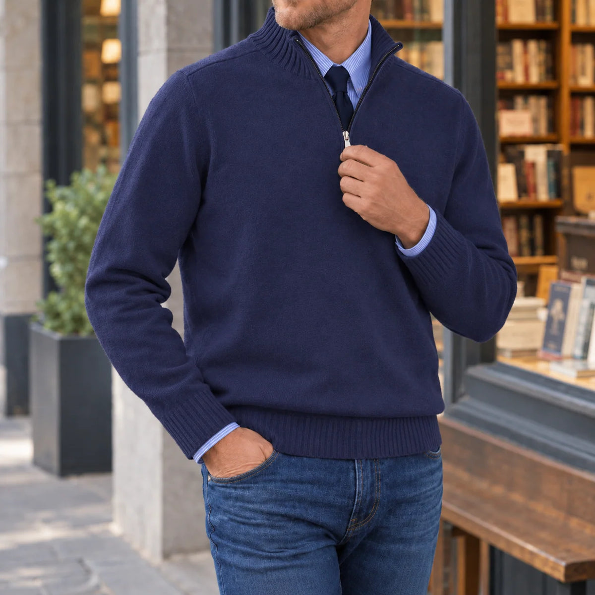 Oliver | Men's Quarter Zip Sweater Soft Knit Comfort 4