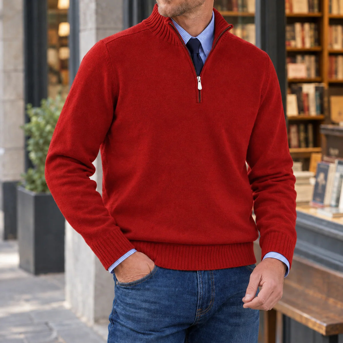 Oliver | Men's Quarter Zip Sweater Soft Knit Comfort 6
