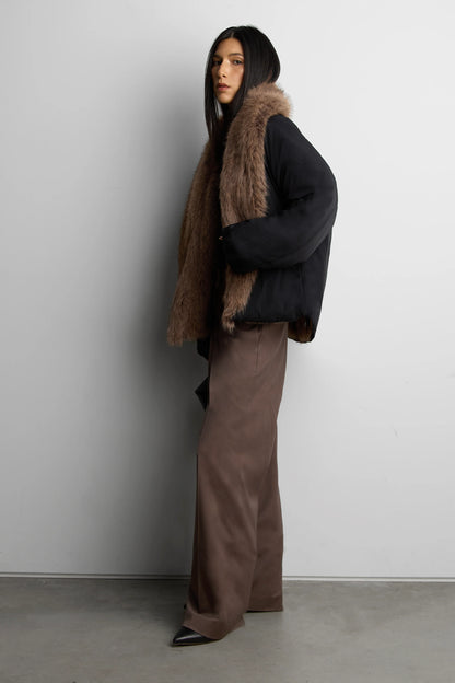 Oversized Black Puffer Jacket | Women's Reversible Faux Fur 5