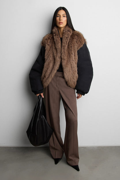 Oversized Black Puffer Jacket | Women's Reversible Faux Fur 7