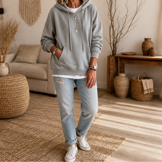 Oversized Cotton-Like Pullover Hoodie | Drop-Shoulder Relaxed Fit 10