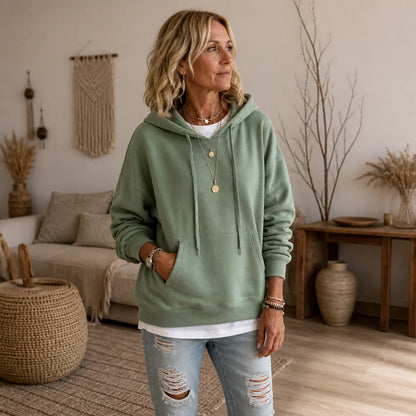 Oversized Cotton-Like Pullover Hoodie | Drop-Shoulder Relaxed Fit 5