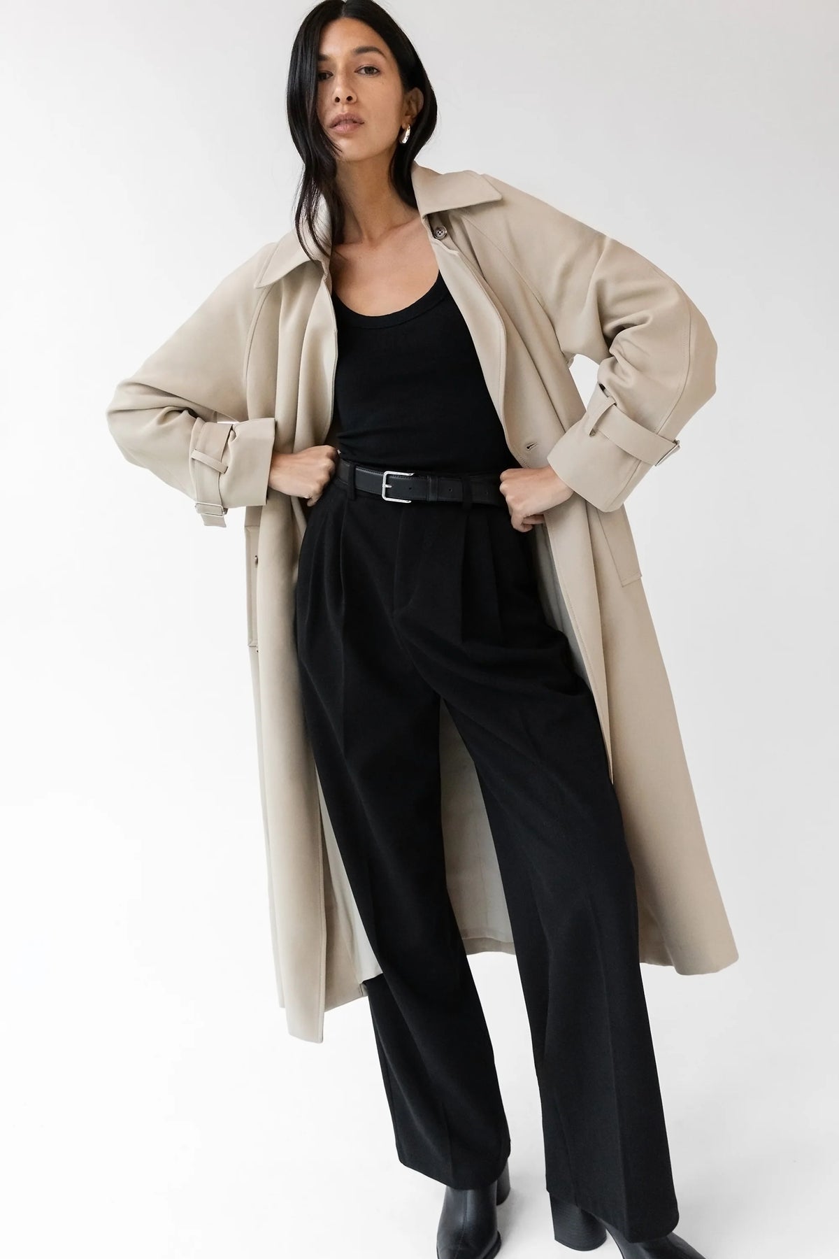 Oversized Trench Coat | Double-Breasted Lightweight Outerwear 0