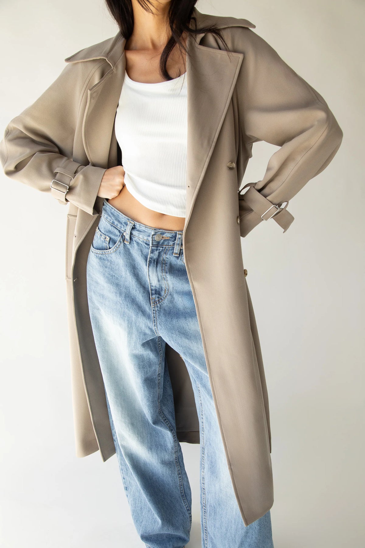 Oversized Trench Coat | Double-Breasted Lightweight Outerwear 5