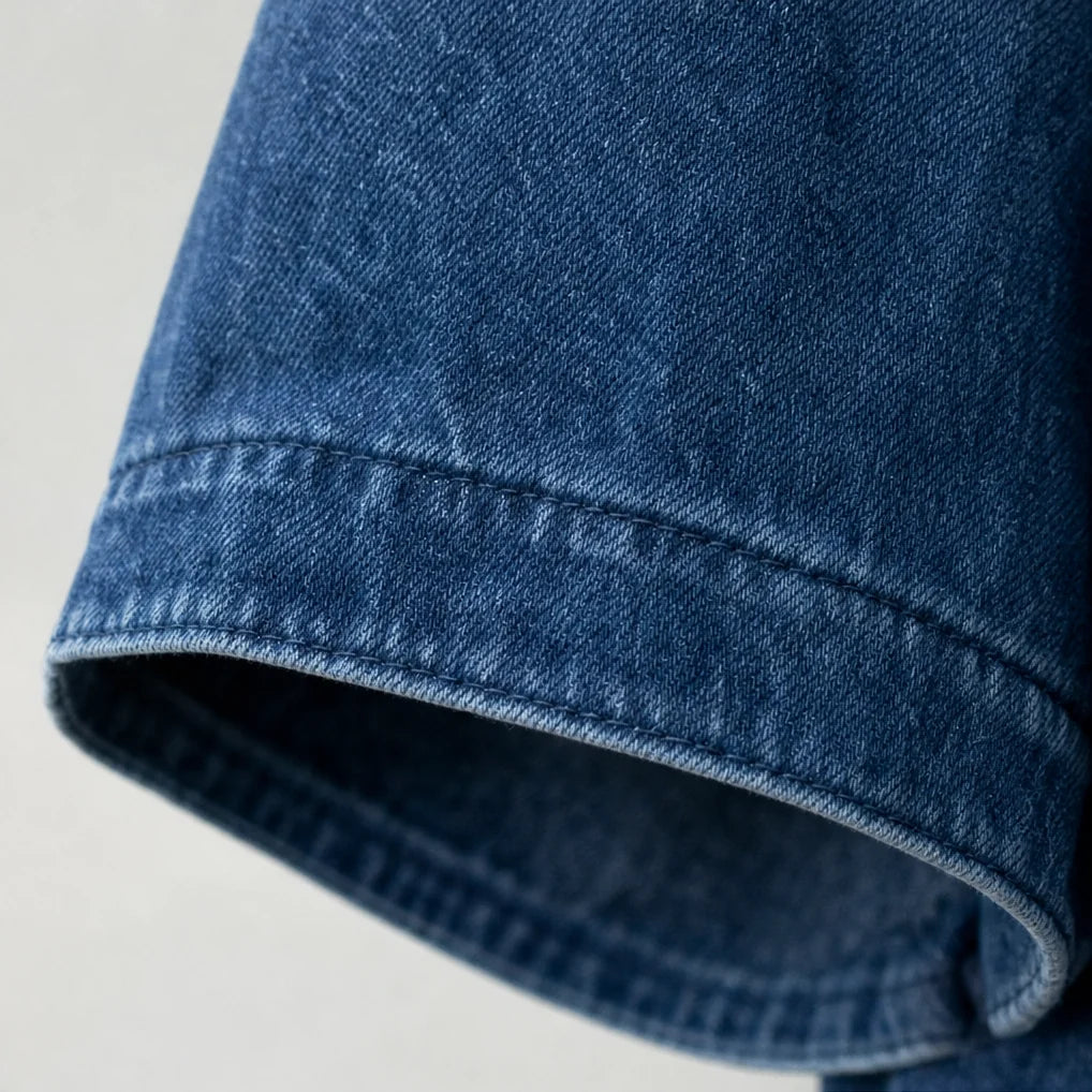 Oversized Washed Denim Look Hooded Pullover | Women's Hoodie 8