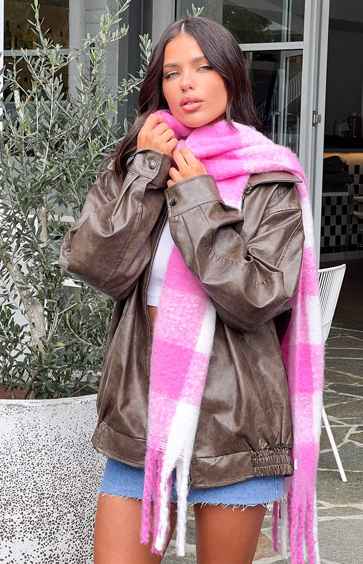 Pink Check Blanket Scarf | Scarves for Women Winter Accessory 4