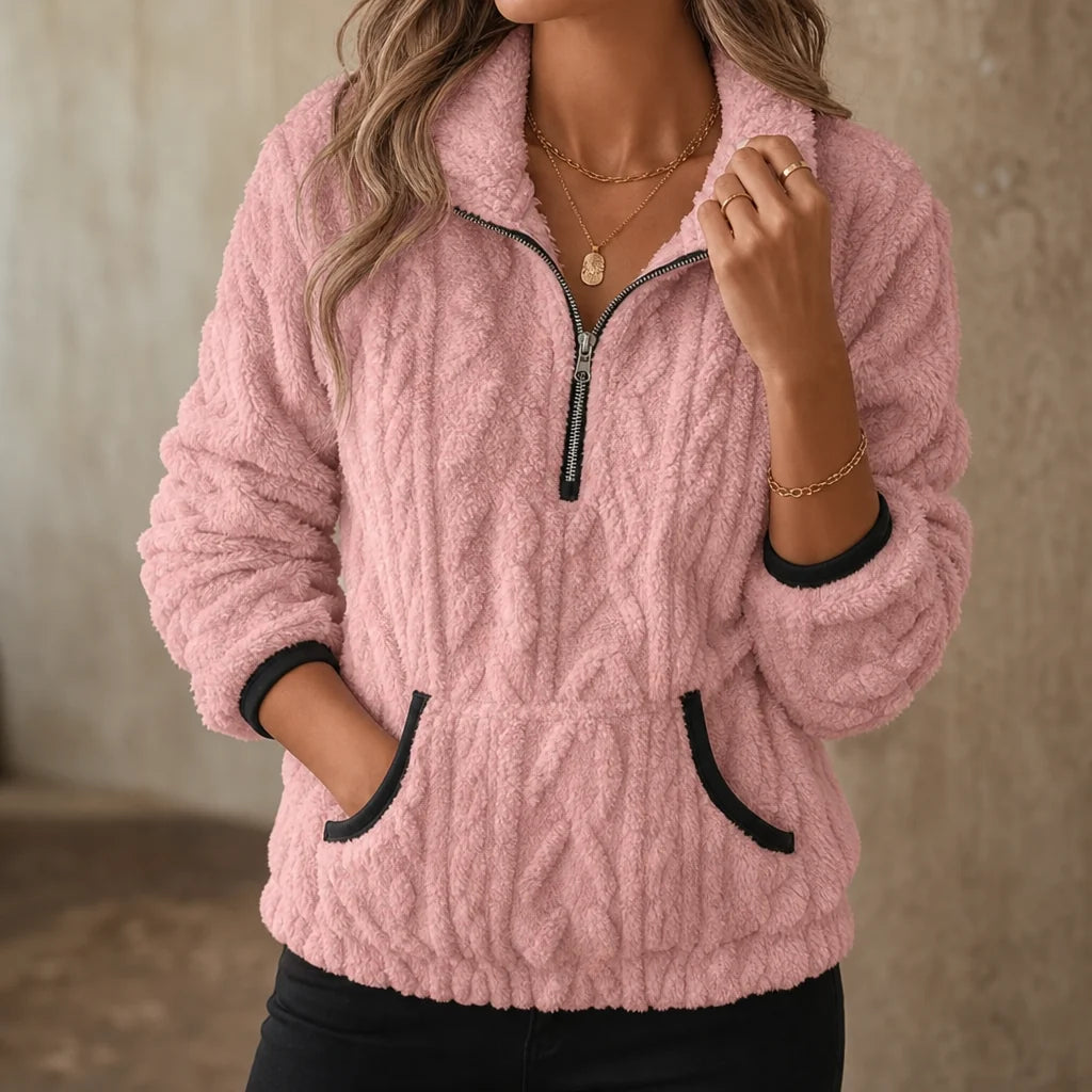 Plush Half-Zip Fleece Pullover Women | Cozy Fleece Sweater 1