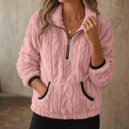 Plush Half-Zip Fleece Pullover Women | Cozy Fleece Sweater 1
