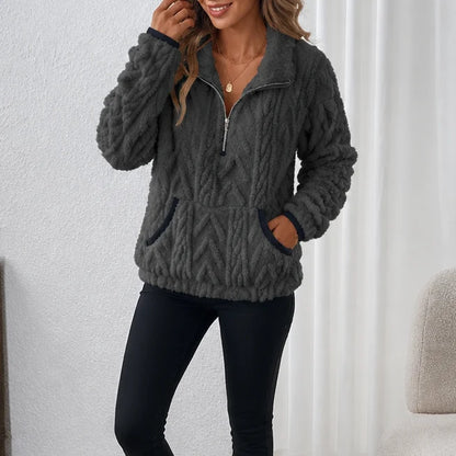 Plush Half-Zip Fleece Pullover Women | Cozy Fleece Sweater 10