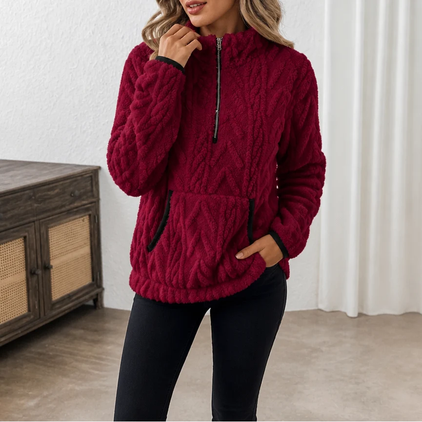 Plush Half-Zip Fleece Pullover Women | Cozy Fleece Sweater 12