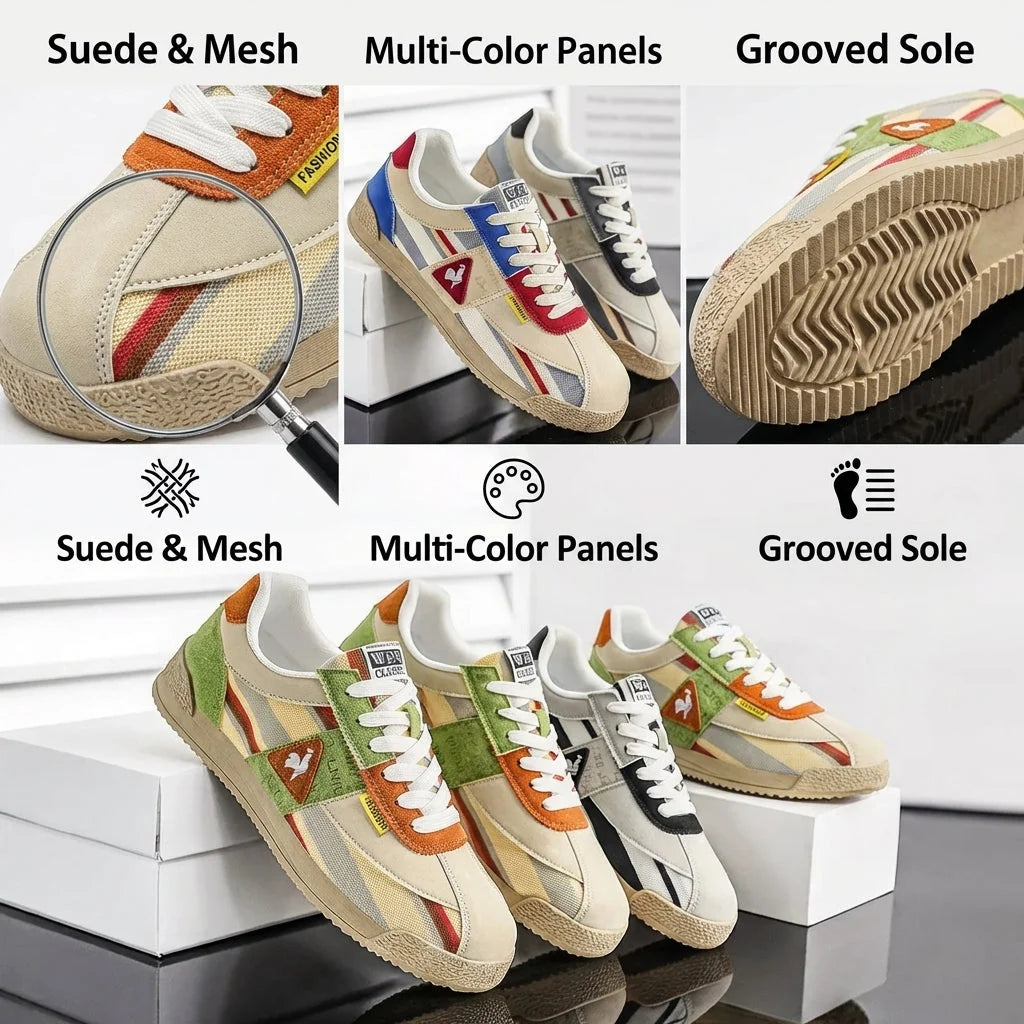 Retro Sneakers | Suede Mesh Low-Cut Track Shoes 5