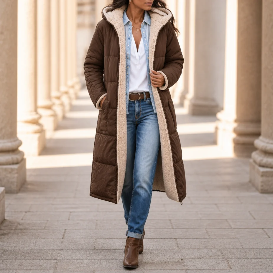 Reversible Sherpa Long Puffer Coat | Women's Winter Coat 10