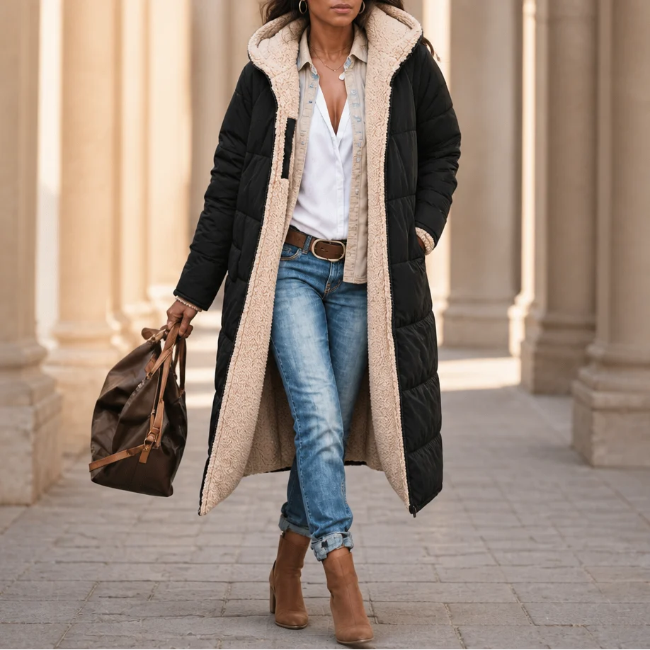 Reversible Sherpa Long Puffer Coat | Women's Winter Coat 9