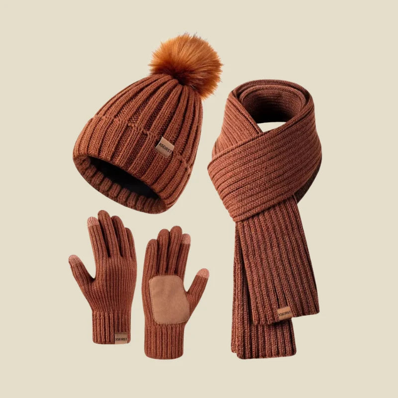 Ribbed Knit Beanie Scarf Gloves Set | Women's Accessories 2
